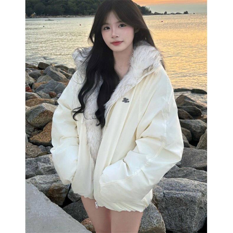 学院风座山雕加厚棉服女冬季保暖防风棉衣派克服棉袄外套 M7887图片