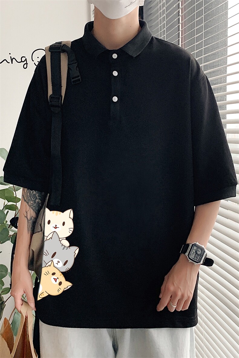 PL57164-P35翻领短袖polo衫男大码胖子半袖t恤男有领保罗衫模特,男装Polo衫,电商A040