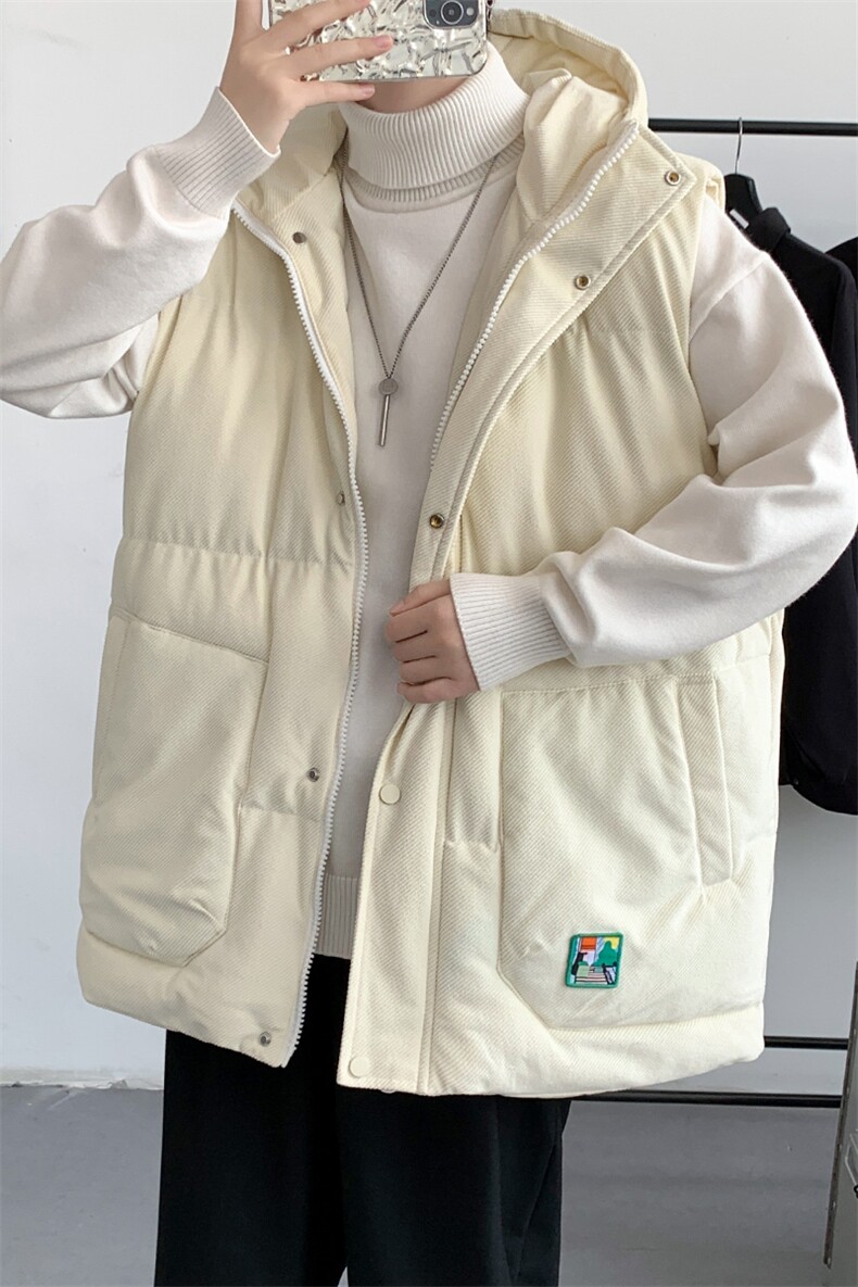 冬款加棉纯色连帽棉服港风马甲背心棉衣外套男士8130-P95控价118,男装背心/马甲,电商A441-1