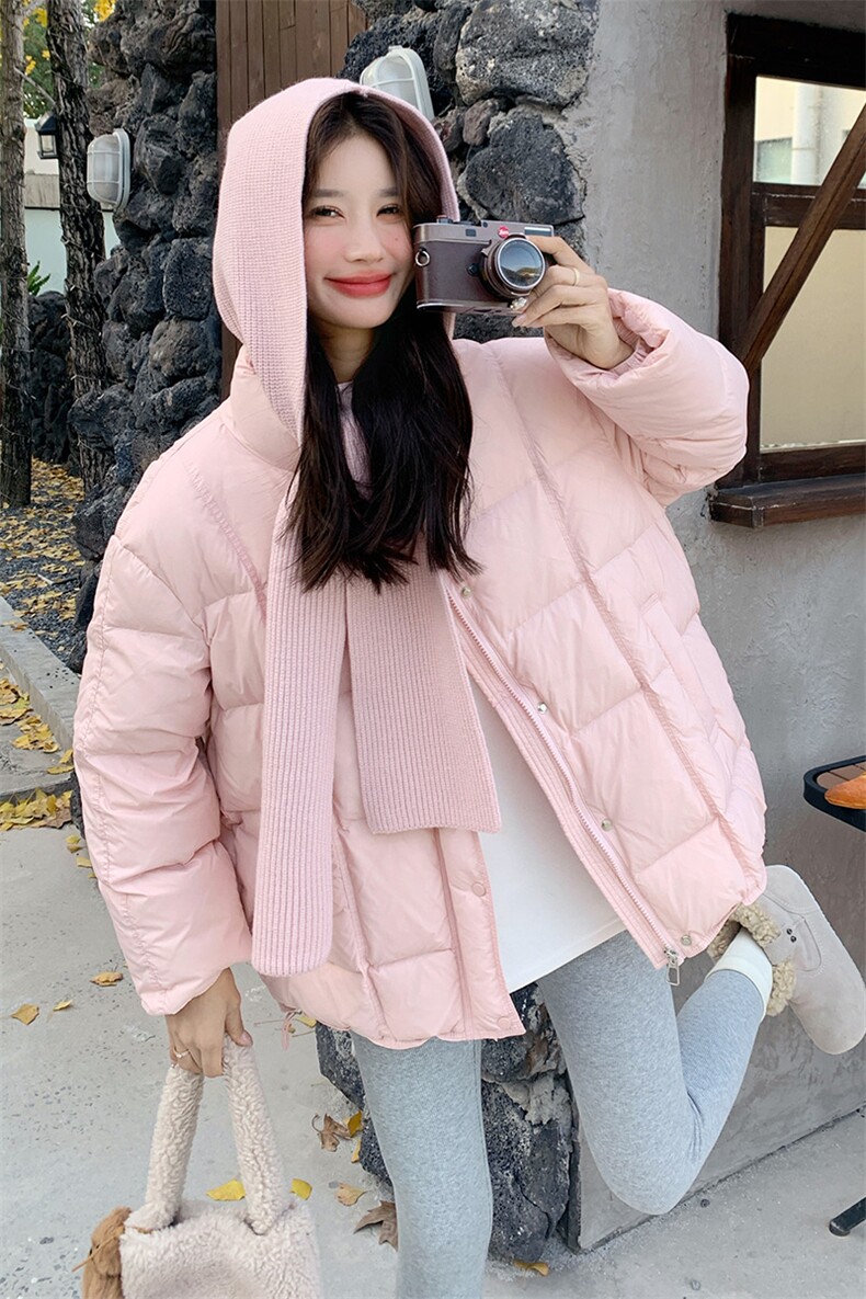 针织披肩羽绒服外套2C317A-8556-P295-K445,女装羽绒服,2C317A