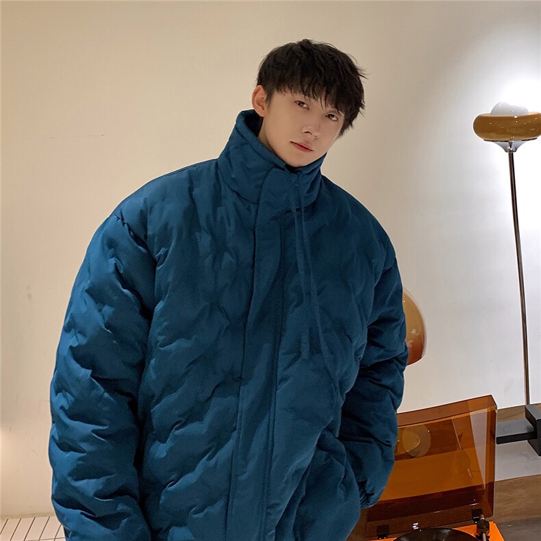 1定制面料棉衣大码M-5XL港风情侣半高领棉服外套男8707P125控168，男装棉衣，星座226-2