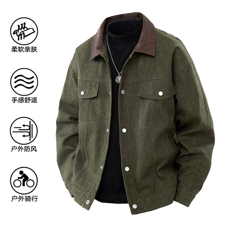 2025秋季新款硬汉风户外夹克男撞色翻领外套DSA157B-J2508-特P85,男装夹克,电商A157B