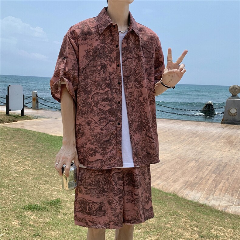 动物豹套装TZ77814特P45衬衫DCS77815特P27DK77816特P18套装控88，男装衬衫，星座227-7