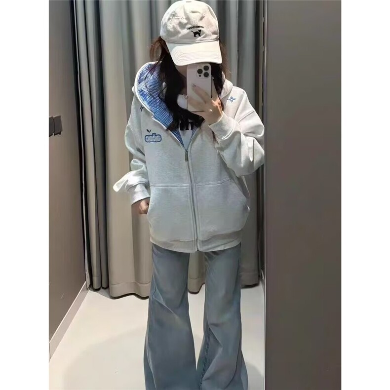 新款潮流涂鸦嘻哈时尚街舞个性hiphop滑板格子拼色连帽情侣卫衣,男装卫衣,星座506A