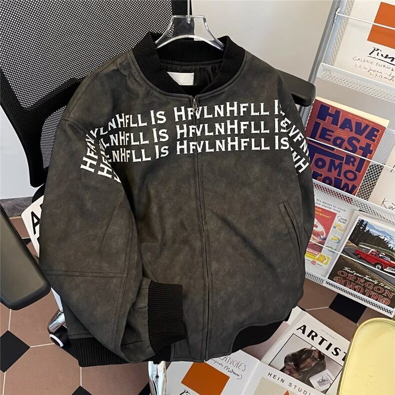 棒球服外套男2025春秋季新款美式高街字母皮衣痞帅夹克W6709/P76,男装夹克,星座506B