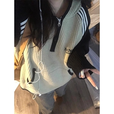 潮牌撞色插肩长袖连帽毛衣男女秋冬半开拉链针织衫外套M369，男装针织衫/毛衣，星座1116A（原606A-3）