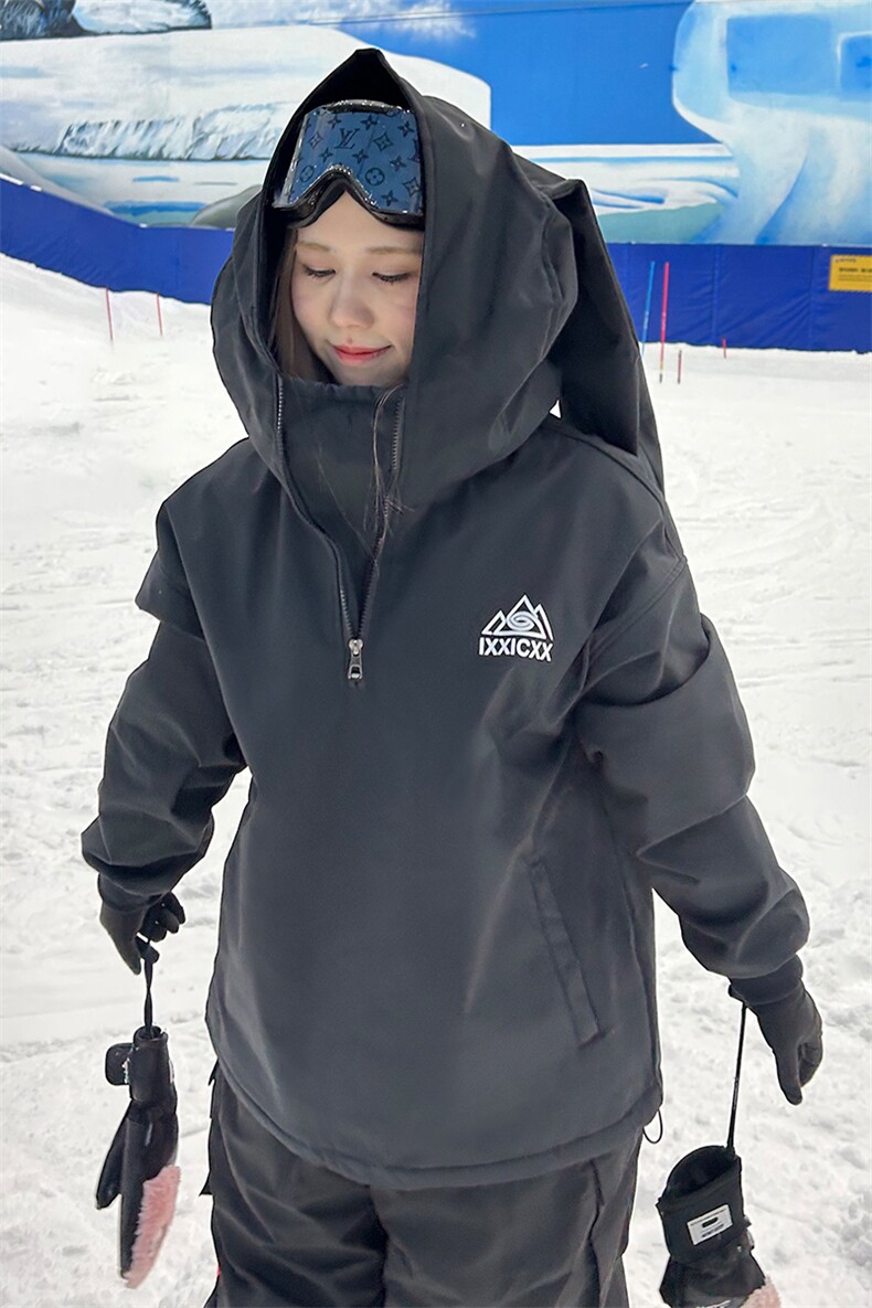 冬季防风防水兔耳朵保暖滑雪服中性银狐绒舒适登山外套M38-P125,男装棉衣,电商A001-1