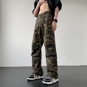 青春流行ins男原宿美式vibe裤子直筒水洗拉链牛仔裤潮NC25P68图片