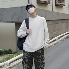 抖音得物品质26春装美式高街曼巴棉螺纹拼接卫衣圆领长袖T恤YT164，男装T恤，电商A486