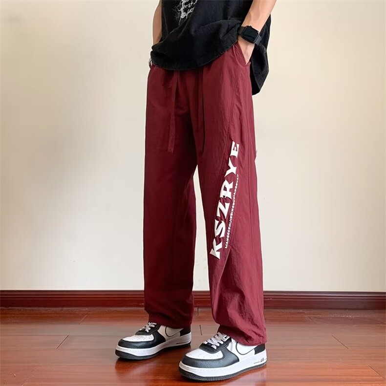 夏季新款降落伞裤速干休闲裤阔腿宽松高街情侣工装长裤B8862-p55,男装休闲裤,星座1008