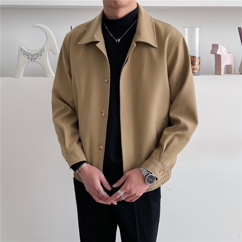 韩版简约短款外套男春季新款潮流轻熟风翻领休闲夹克流行潮流新款,男装夹克,星座1210-1