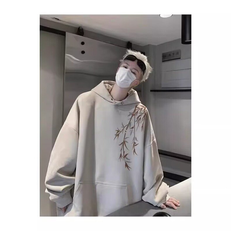 原宿高质量麂皮绒连帽卫衣潮流简约文艺新款流行百搭气质慵懒时尚,男装卫衣,星座506A
