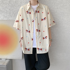 8XL-M腊肠狗花衬衫男短袖夏季冰丝薄款花衬衣寸衫外套DC28003P38，男装T恤，电商B312