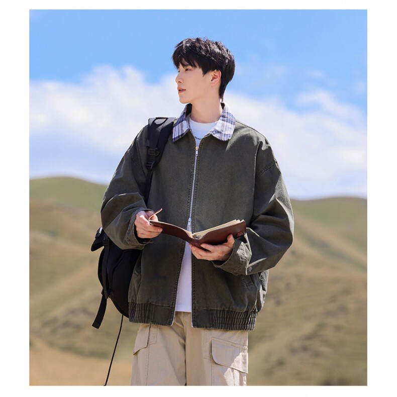 翻领时尚百搭简约经典高级休闲百搭潮夹克外套男2025JK1366-P95，男装夹克，星座1103-3