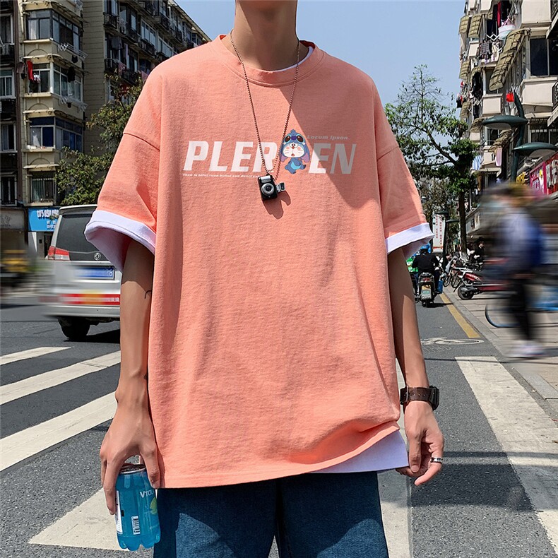 夏季新款潮流宽松印花短袖T恤男T42P25图片