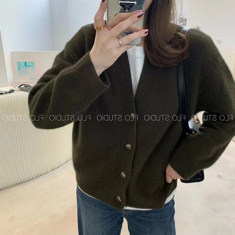 秋季新款舒适显瘦时尚百搭纯毛复古针织开衫,女装羊毛衫,恒恩羊绒