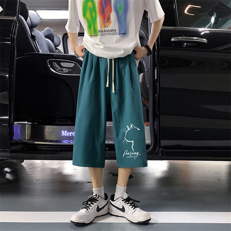 冰丝七分裤男大码速干短裤男五分裤车景风格QK72344-P25,男装休闲裤,电商A040