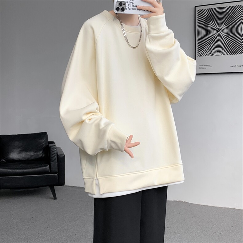8XL-M假两件卫衣加肥加大码重磅拼接外套圆领套头WY5103P55加绒65,女装短外套,电商B238