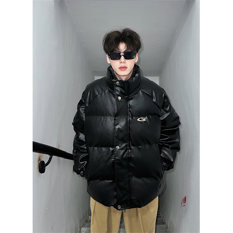 405A  美式高街个性金属设计假两件pu皮棉服   MY24925-P155控188图片