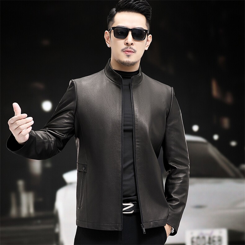 WL2025秋冬新款男士山羊皮真皮夹克韩版修身皮衣机车外套P780，男装夹克，电商B360A（原721A）