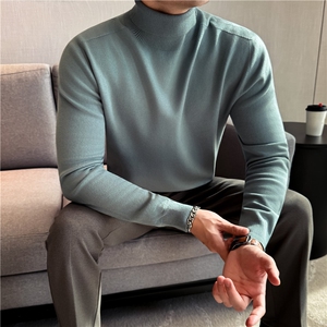 一线成衣无痕针织~软暖抗造百搭小心机~可翻高领毛衣男M9925-P57图片
