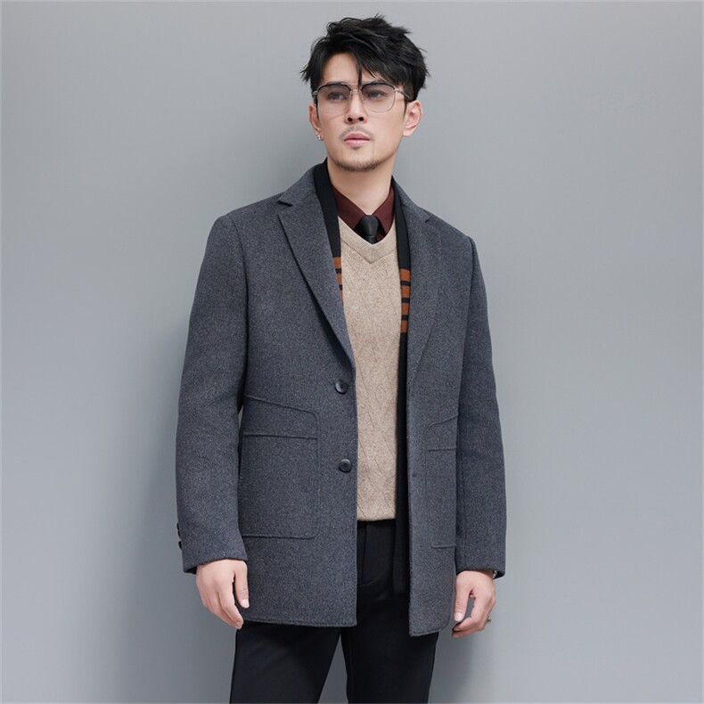 大货男士中年双面呢围巾羽绒服外套中青年羊毛呢脱卸羽绒内胆大衣,男装羽绒服,钱塘723