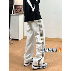 现货美式加绒三条杠直筒休闲卫裤男K45特P40，男装休闲裤，星座205-3