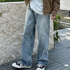 美式高街直筒牛仔裤男长裤子百搭休闲潮流牛仔裤N18-P50，男装牛仔裤，星座208-5