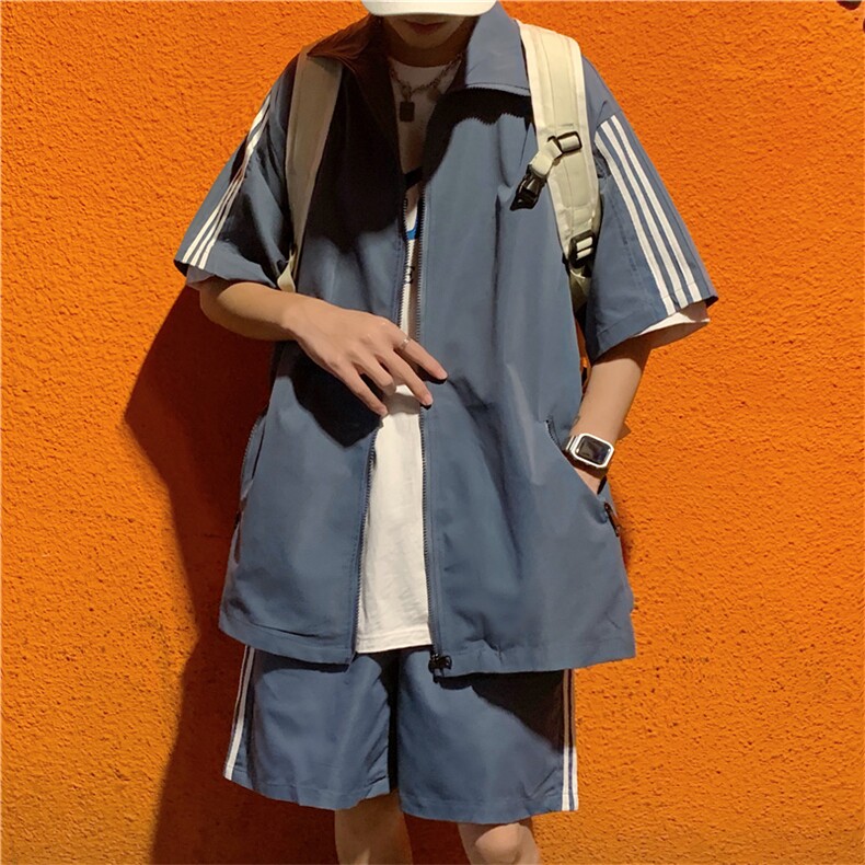 运动休闲套装两件套男夏季韩版ins宽松短袖外套短裤学生TZ001-P45,男装休闲套装,星座1008
