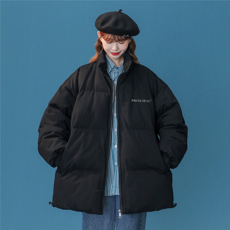 中性风22冬季字母印花立领简约棉衣宽松加厚棉服MY2024P85控108,男装棉衣,A247A