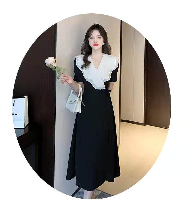 荷叶边领连衣裙，女装连衣裙，迪蔓君翔