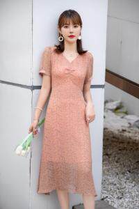 现货供应：雪纺真丝连衣裙M一XXL，女装连衣裙，拉思维加丝