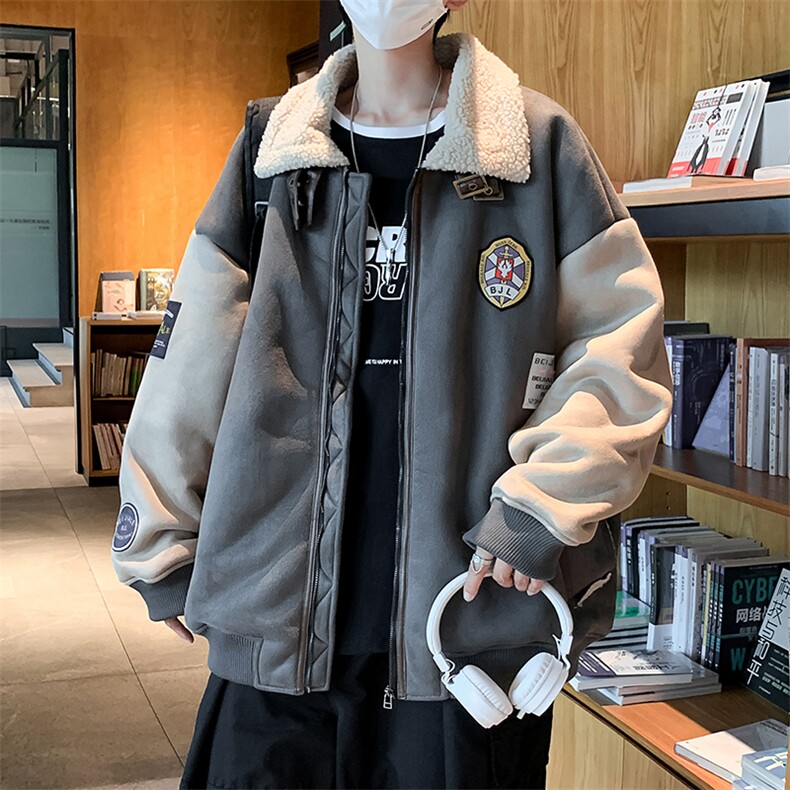 现货新款冬季羊羔绒男宽松加厚衣休闲情侣服AW2232-P100,男装棉衣,星座512-3