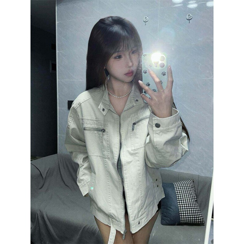 【有货】W6348ZZ-特68美式复古水洗帆布立领休闲夹克外套男女,男装夹克,星座1007（原301D）