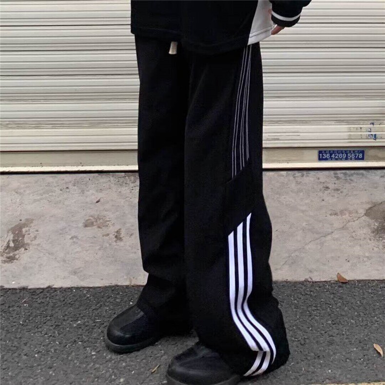 美式三条杠休闲裤男女cleanfit直筒高街休闲运动长裤L71600-p38,女装休闲裤,星座1008