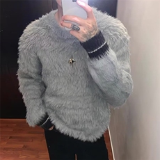 5219-P83美式金属设计感秋冬新款软糯圆领针织毛衣男女简约，男装针织衫/毛衣，电商B323A
