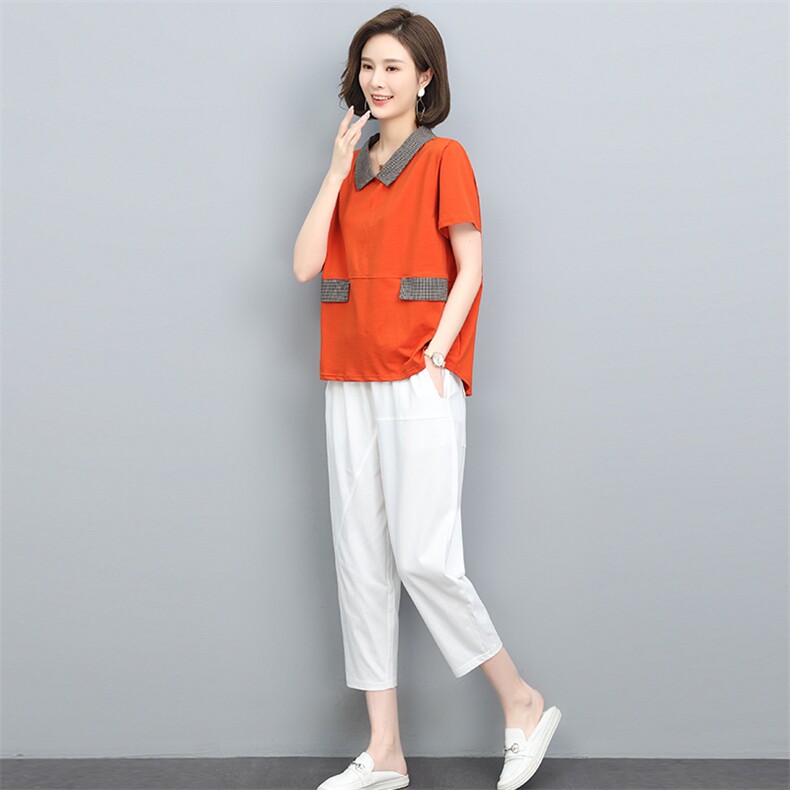 轻熟休闲套装女士夏季新款宽松大码减龄显瘦港味两件套,女装套装/套裙,涵誉