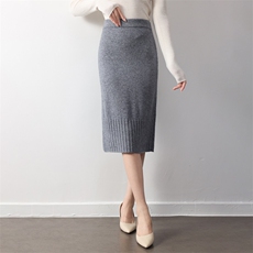 2025年秋季百搭时尚百搭通勤简约休闲多股下抽条裙，女装半身裙，举月羊绒