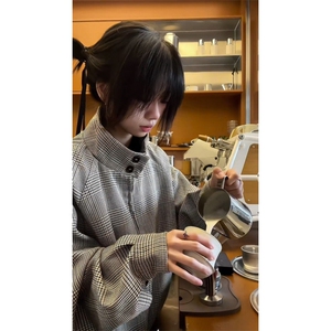 WT901CC-特P70 千鸟格纹哈灵顿夹克休闲短宽外套男女图片