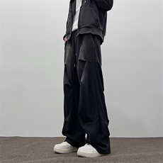 休闲裤男士韩版潮流褶皱做旧宽松帅气2024冬季ins长裤K5884-P55，男装休闲裤，星座412-2