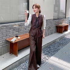 韩系高级感套装女2025秋季新款超好看气质马甲上衣阔腿裤三件套，女装套装/套裙，2C253