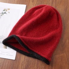 2025年秋季时尚百搭通勤简约休闲羊毛撞色卷边帽子，帽子，九月九羊绒