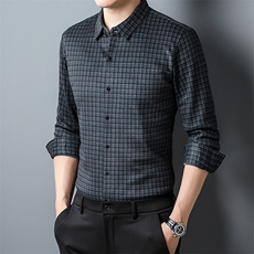 DZ22360钱塘2020-2冬季厚款加绒新款商务休闲中年男士衬衣P66，男装衬衫，钱塘207-2
