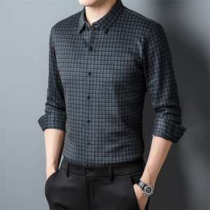 DZ22360钱塘2020-2冬季厚款加绒新款商务休闲中年男士衬衣P66图片