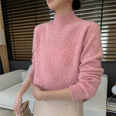 2024秋冬新款羊绒女士华夫格半高领35%羊绒衫，女装羊绒衫，纳丰羊绒