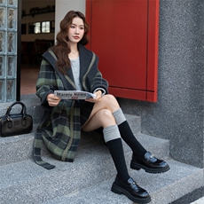 现货主推款2026数据款格子双面羊毛呢正反两穿刺绣定制款羊毛大衣，女装毛呢外套，丝露怡语