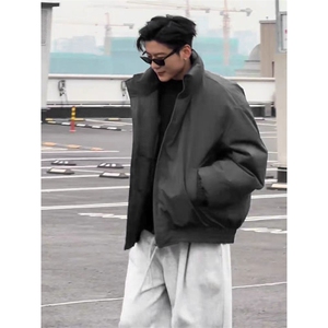 现货美式高街休闲夹克冬季三防立领纯色户外工装加厚棉服外套图片