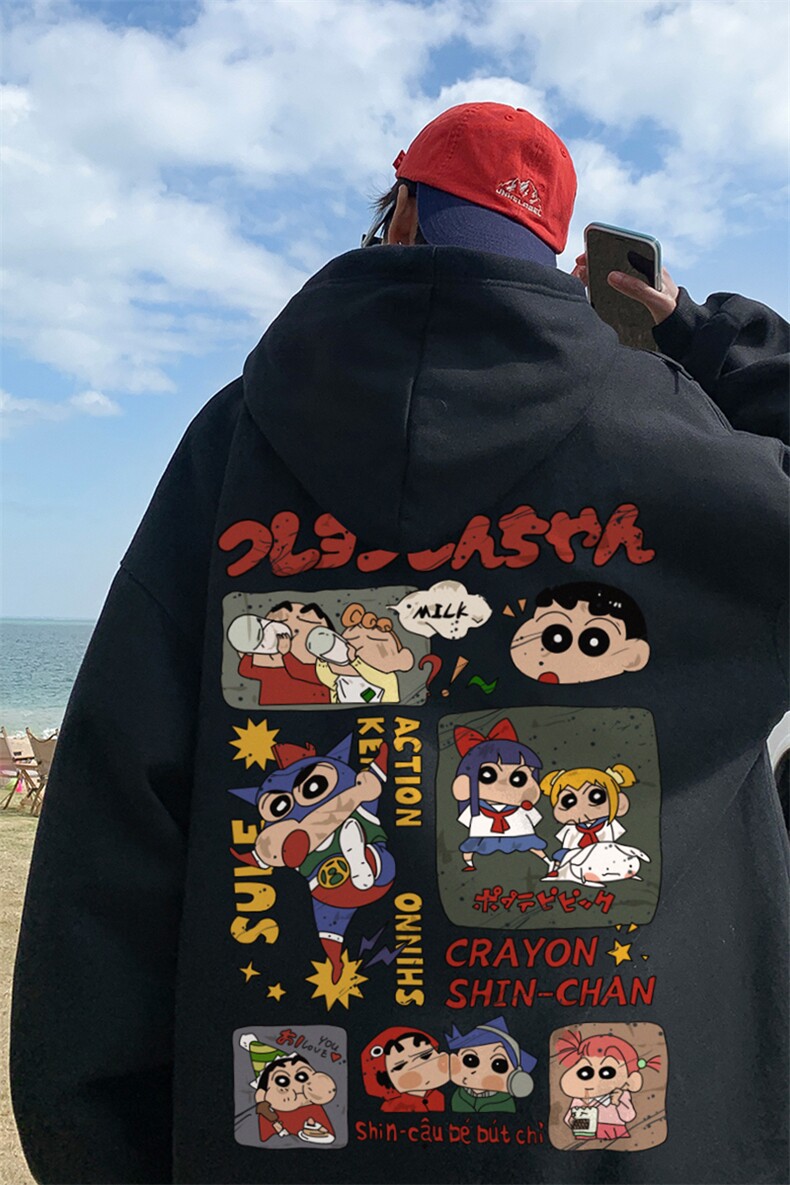 ！秋季重磅宽松大码港风蜡笔小新印花连帽卫衣LW102-特p35,男装卫衣,星座508（原C305）