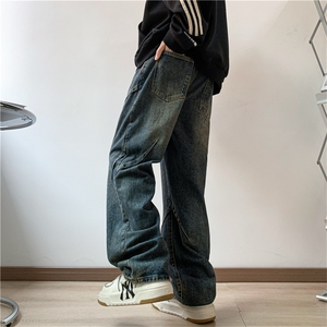 美式高街牛仔裤男 潮牌个性显高休闲裤N01687-P45图片