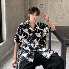 夏季短袖衬衫五分袖冰丝衬衣潮A071-C100-P38，男装衬衫，电商A071